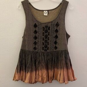 Anthropologie Peplum Embellished Boho Top